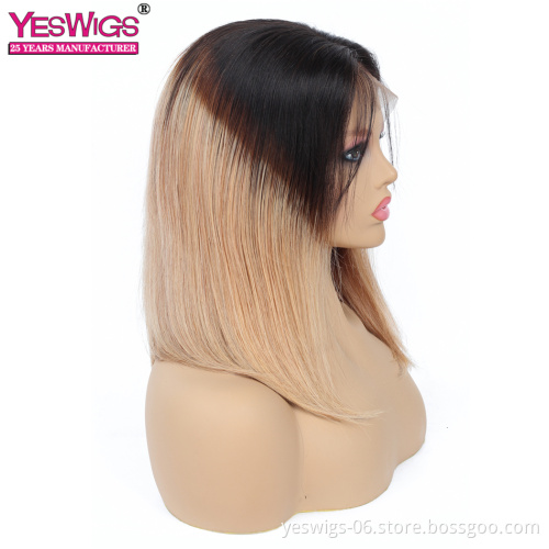 Wholesale  Brazilian Human Hair wig vendors Unprocessed Virgin Human Hair 1b/27 Straight 13*4 Lace Front Wig